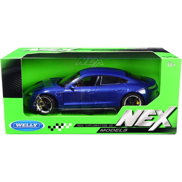 Welly 1-24 Scale Turbo S NEX Porsche Taycan Diecast Model Car, Metallic Blue 24107bl - main